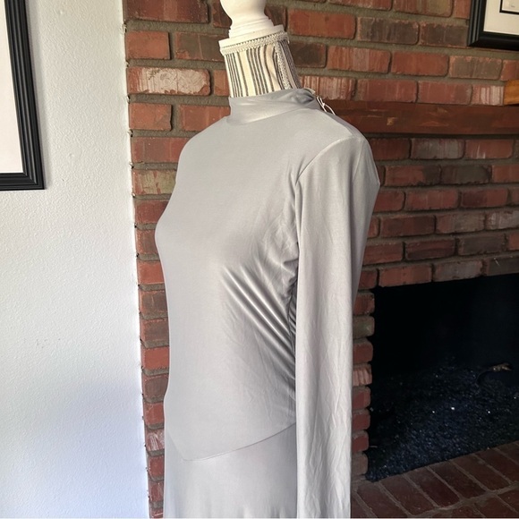 NWT We Are HAH Southern Lady Open Back Long Sleeve Midi Dress in Gray Sz M - Picture 5 of 8